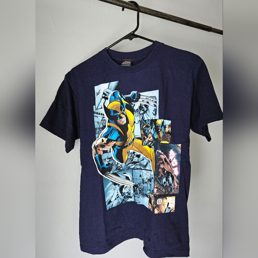 Marvel X-Men Wolverine Dark Blue Comic Short-Sleeve T-Shirt